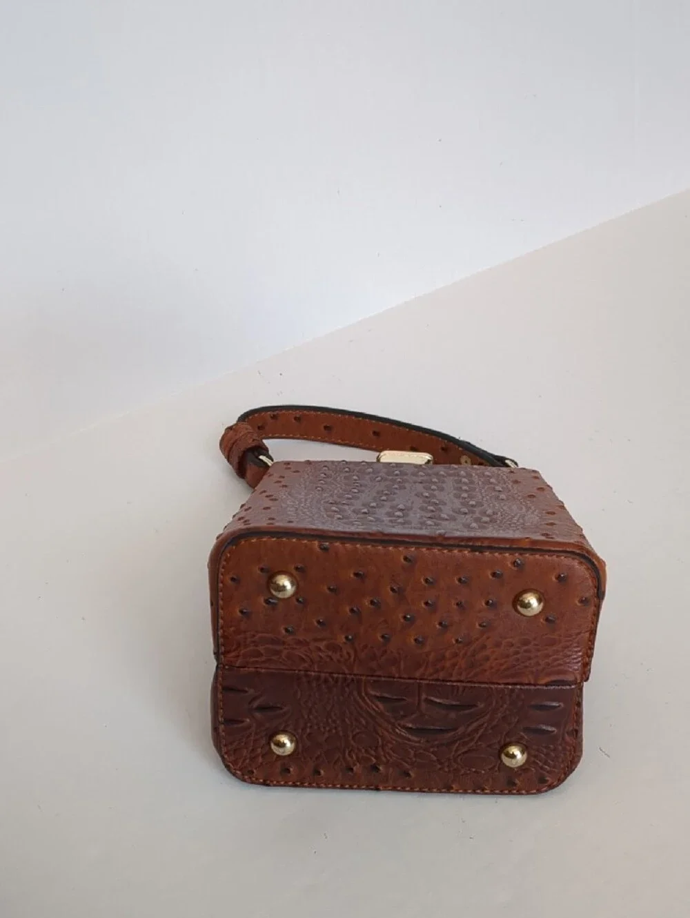 Brown Croc-Texture Top-Handle Women's Evening Bag
